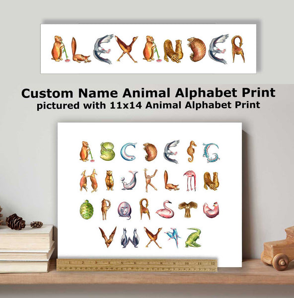 CN-4 Custom Name Animal Alphabet Art Prints