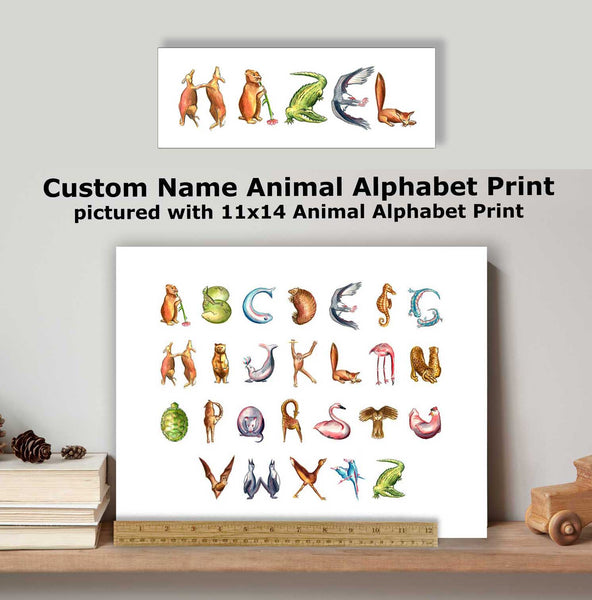 CN-4 Custom Name Animal Alphabet Art Prints