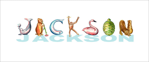 CN-8 Custom Name Animal Alphabet Art