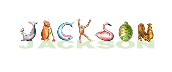 CN-8 Custom Name Animal Alphabet Art