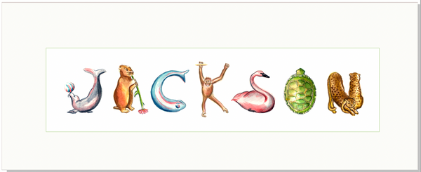 CN-8 Custom Name Animal Alphabet Art