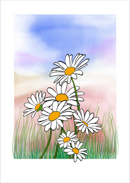 R816 White Daisies Thank You - Notecards